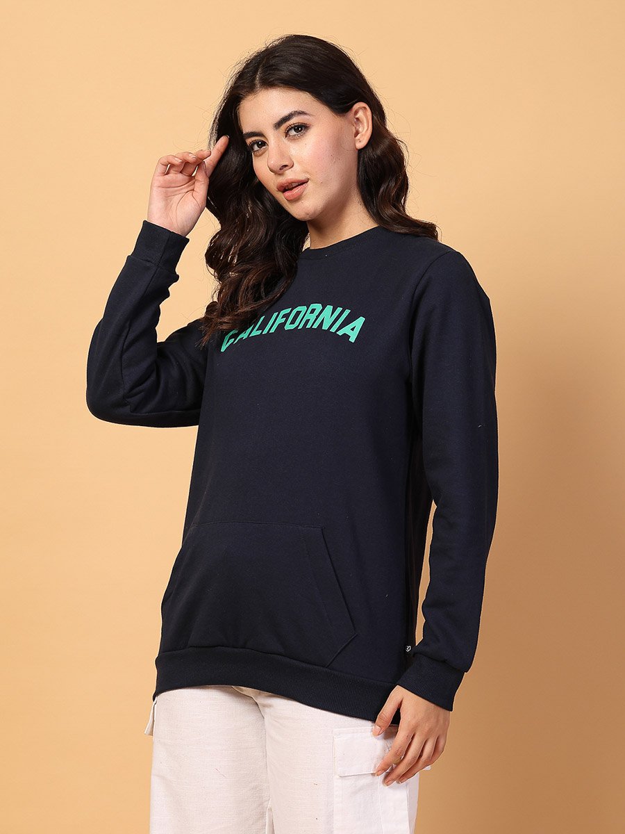 Women Navy Oversized Comfort Fleece Sweatshirt