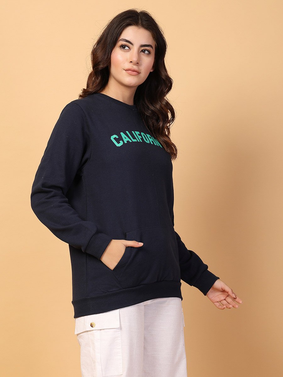 Women Navy Oversized Comfort Fleece Sweatshirt