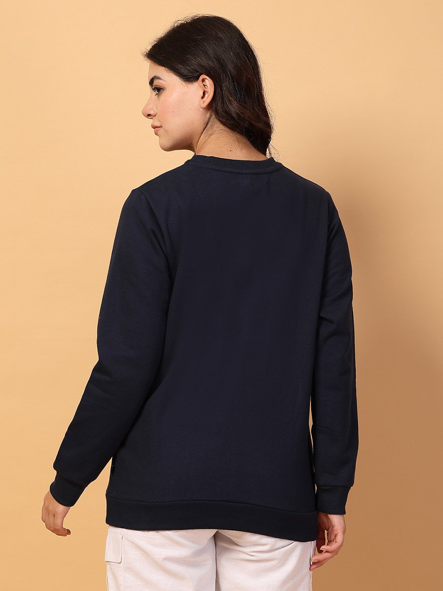 Women Navy Oversized Comfort Fleece Sweatshirt