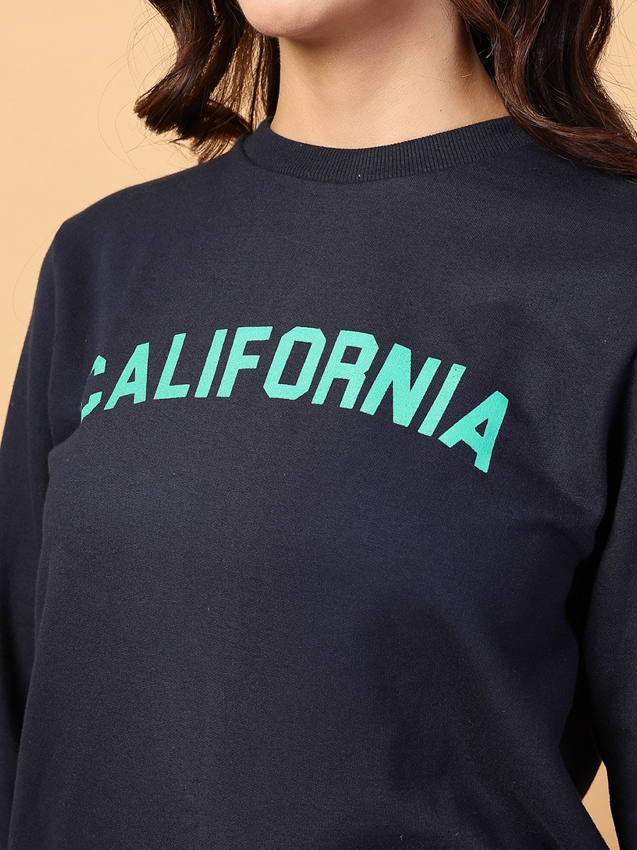 Women Navy Oversized Comfort Fleece Sweatshirt