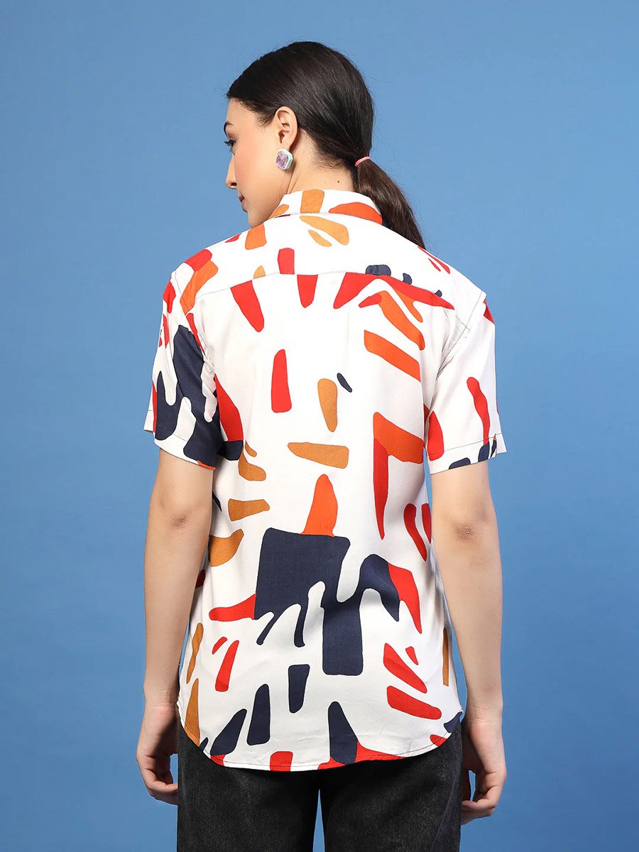 Women White Slim Fit Printed Shirt