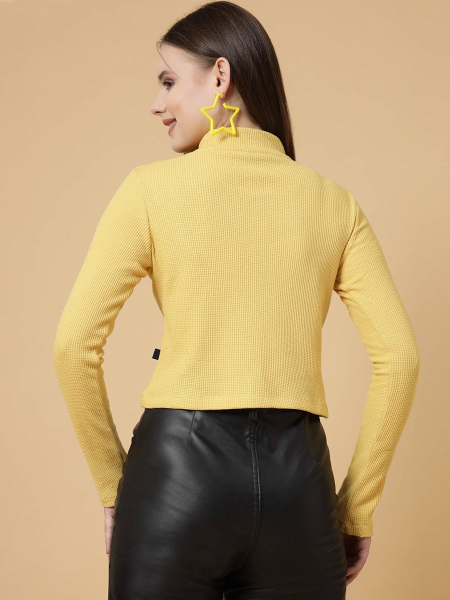 Yellow Waffle Knit Top