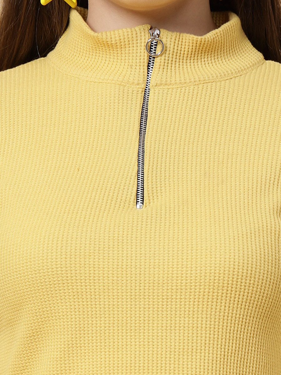 Yellow Waffle Knit Top