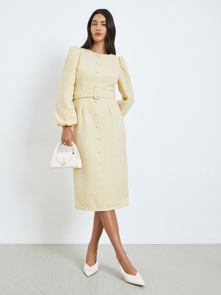 beige balloon sleeve dress Ted Lapidus 1978 F/W Floral Beige Silk Pleated Balloon Sleeve Dress –  Featherstone Vintage