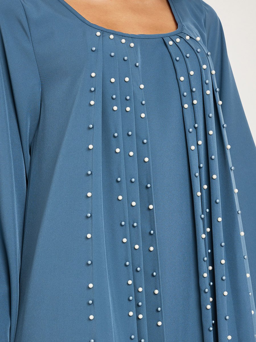 Women Teal Pearl Embellished Jalabiya