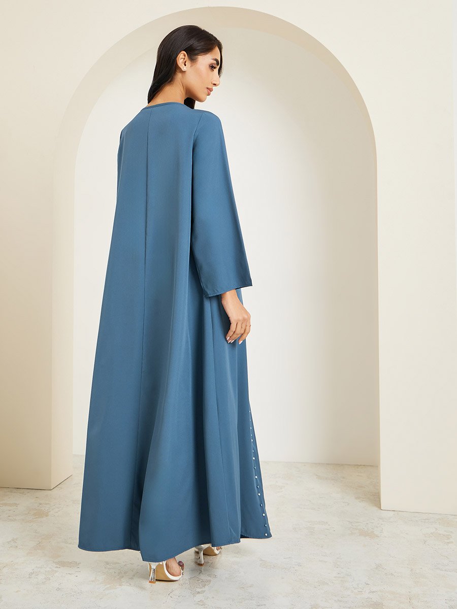Women Teal Pearl Embellished Jalabiya