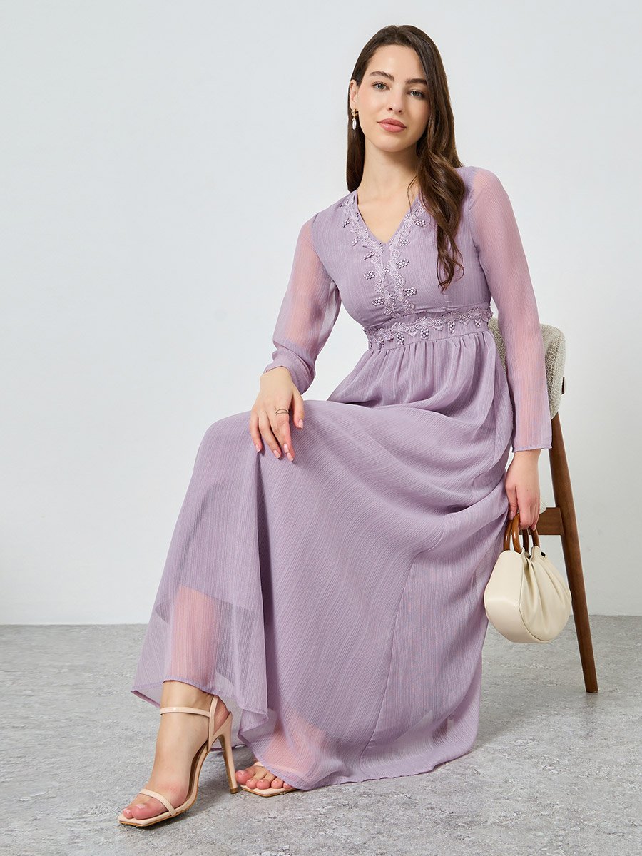 sachin and babi light blue dress Lilac chiffon pleated maxi dress with tie waist,
