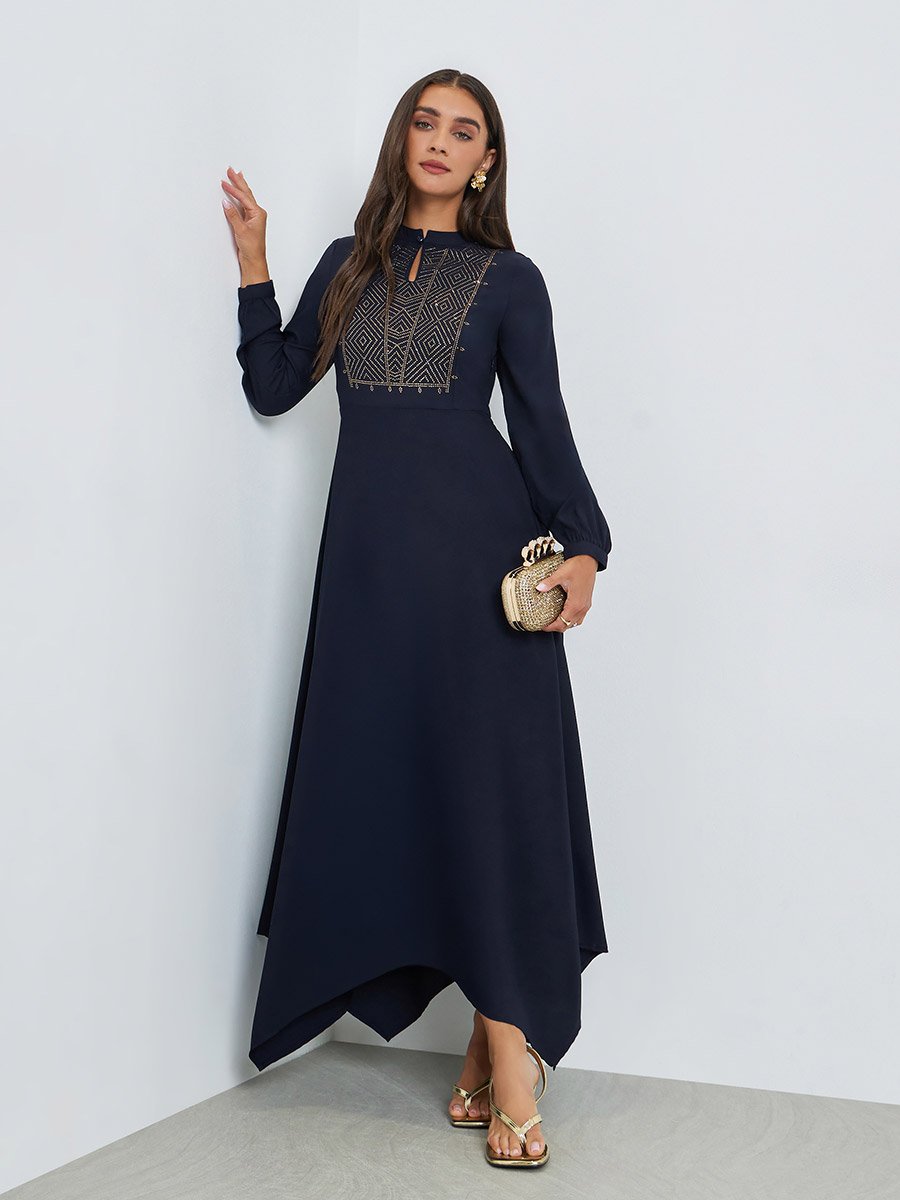 chinese dress ladies Modern Day Glam Printed One Shoulder Asymmetrical Maxi Dress  VICI