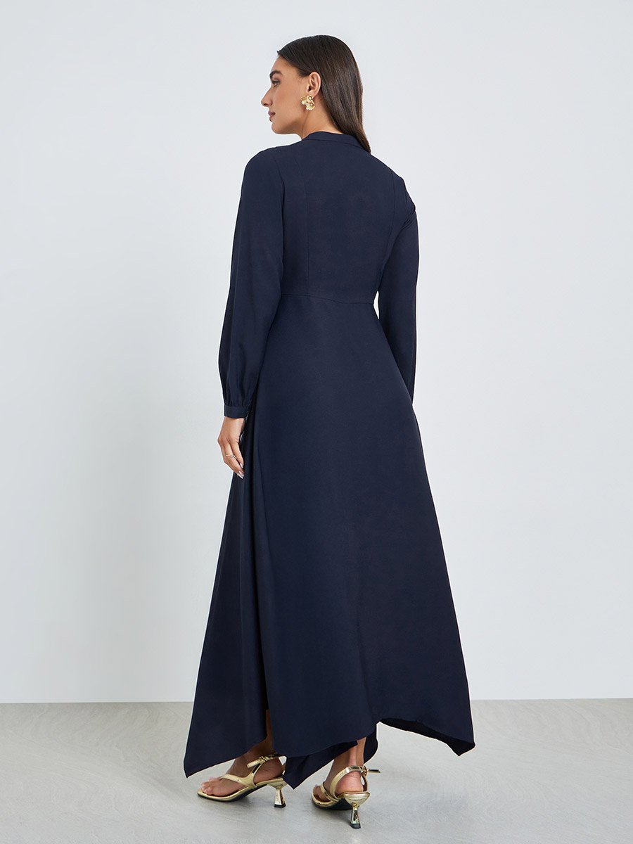 asymmetrical navy blue dress Asymmetrical Dark Navy Short Sleeves Mother of The Bride Dresses main image 1