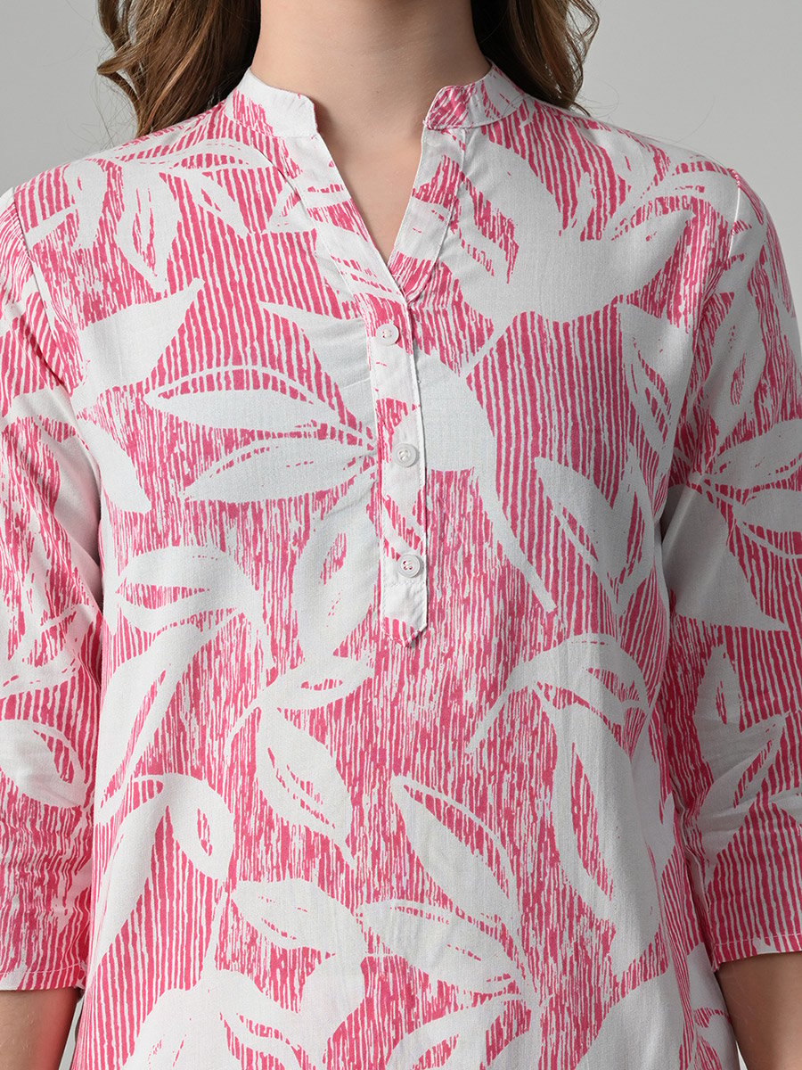 Women Leaf Print Top and Pyjama Set