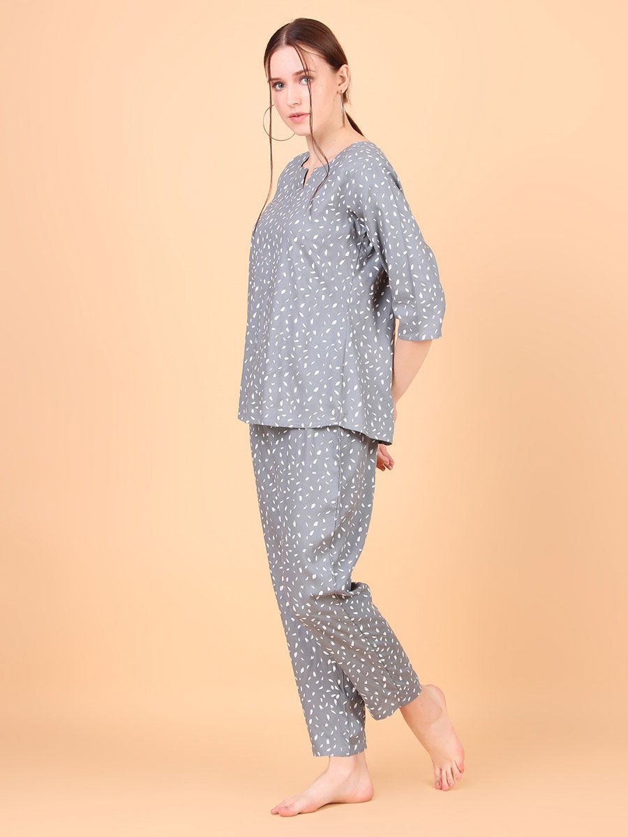 Women Spot Print Rayon Top and Pyjama Set