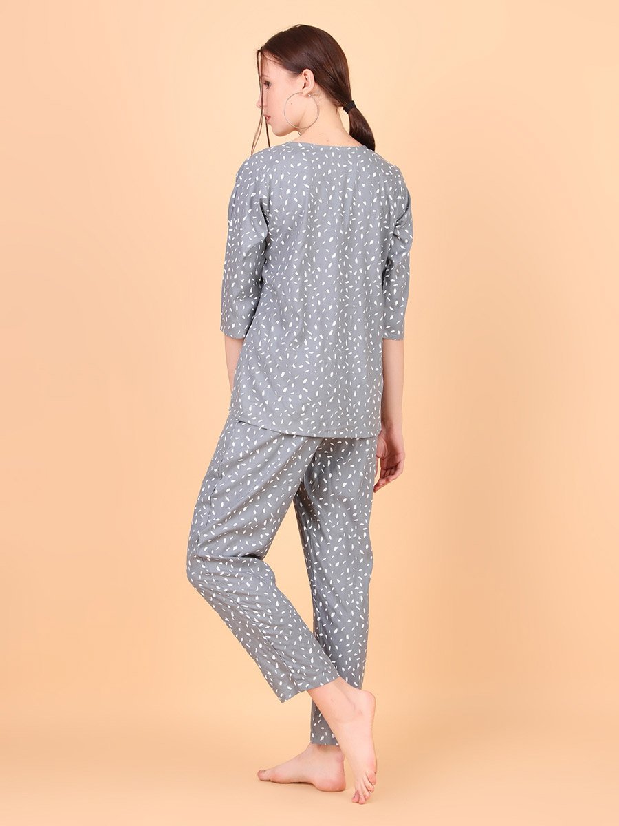 Women Spot Print Rayon Top and Pyjama Set