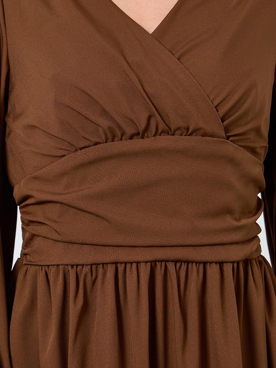 Women Solid Balloon Sleeves Maxi Dress