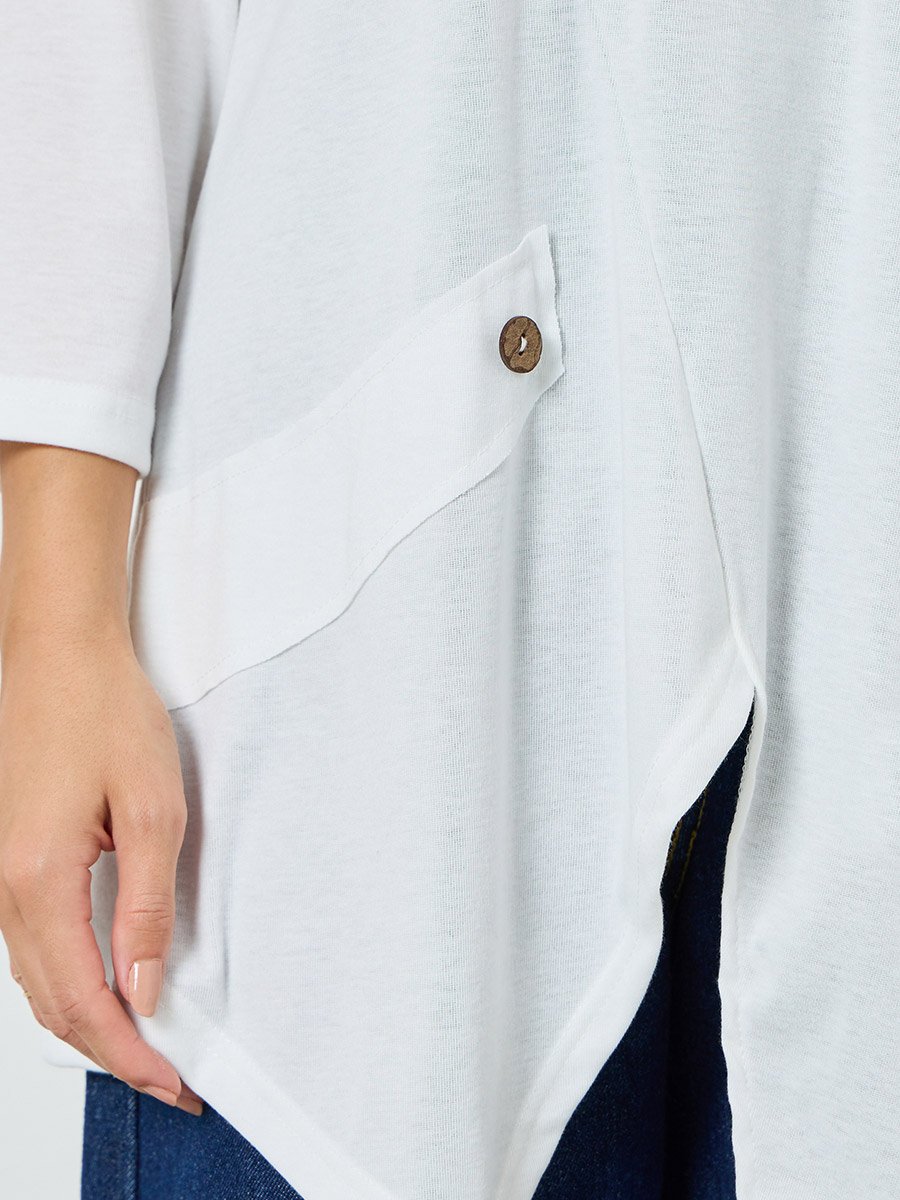Women Asymmetric Hem Long Sleeve Top