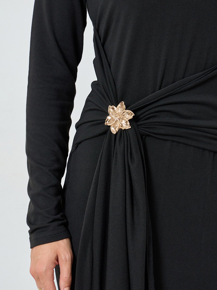 Women Wrap Front Draped Maxi Dress