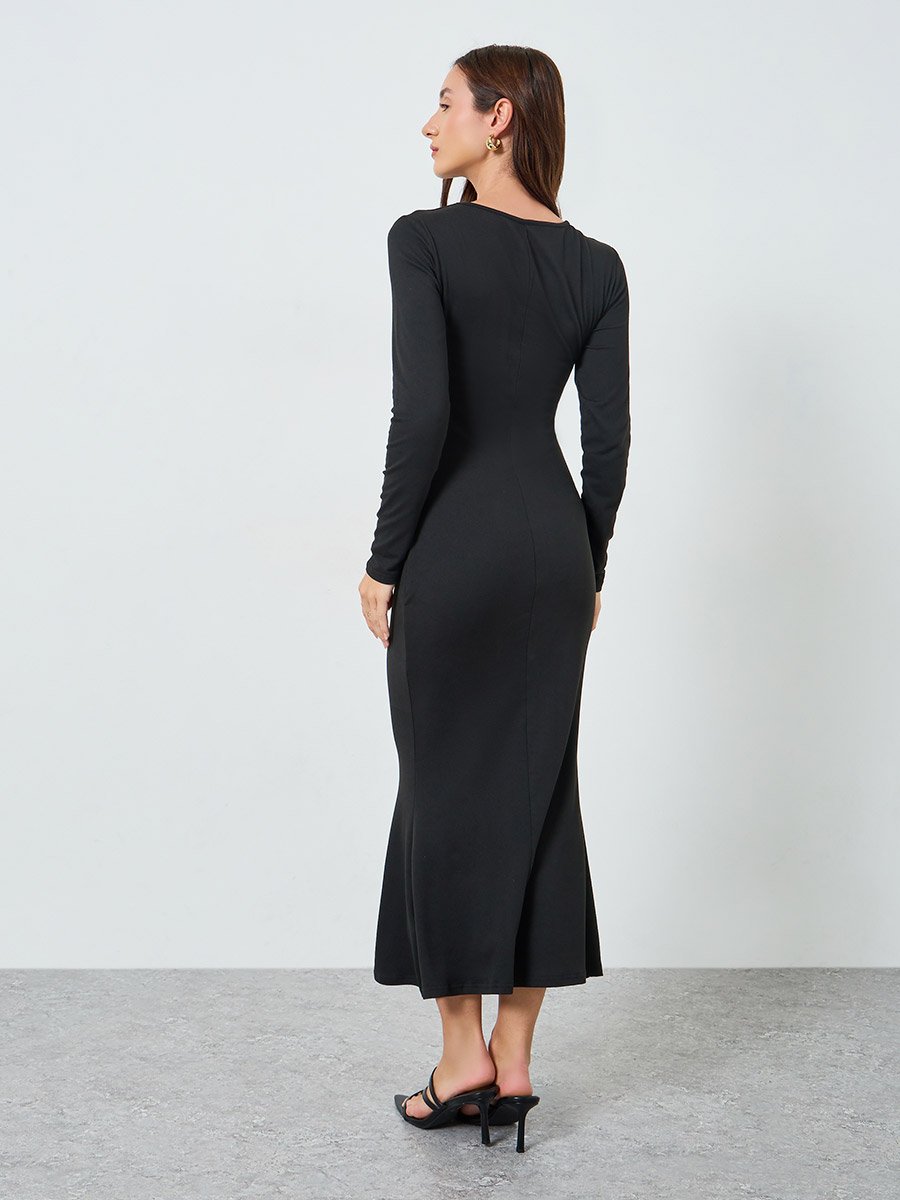 Women Wrap Front Draped Maxi Dress