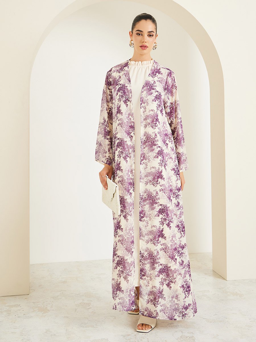 Women Chiffon Printed Abaya and Dress Modest Set For Women at UAE | Styli
