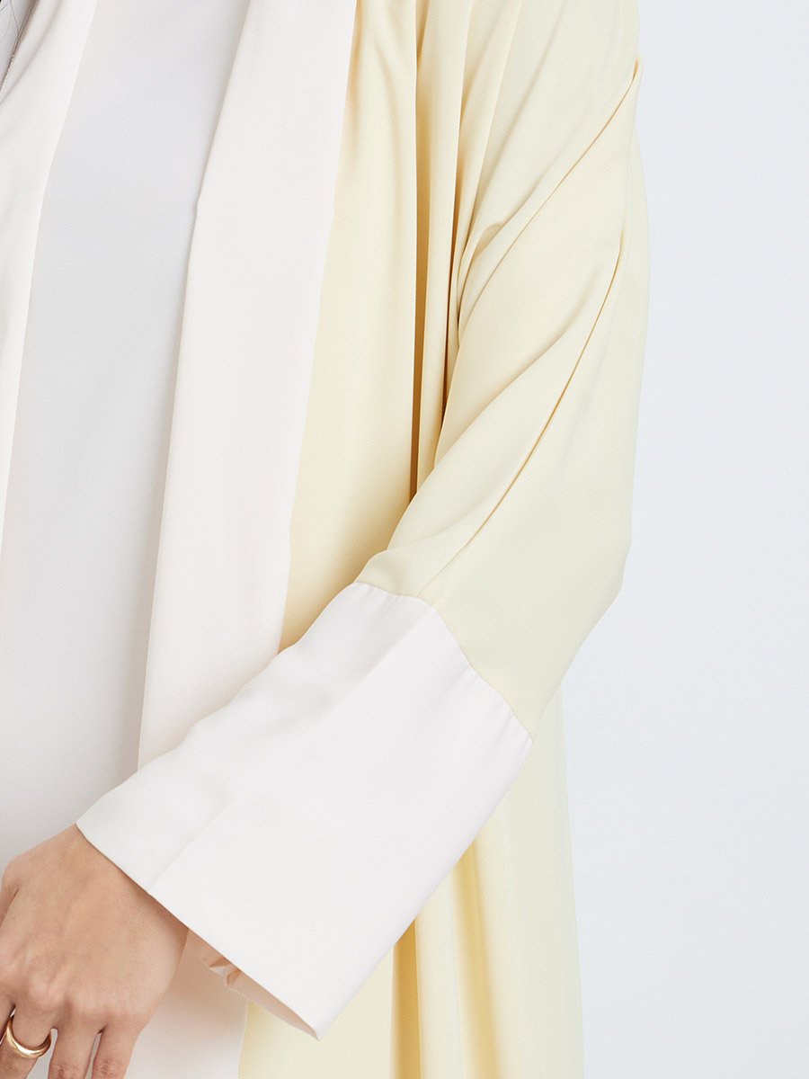 Women Yellow Abaya with Inner Dress and Hijab Set