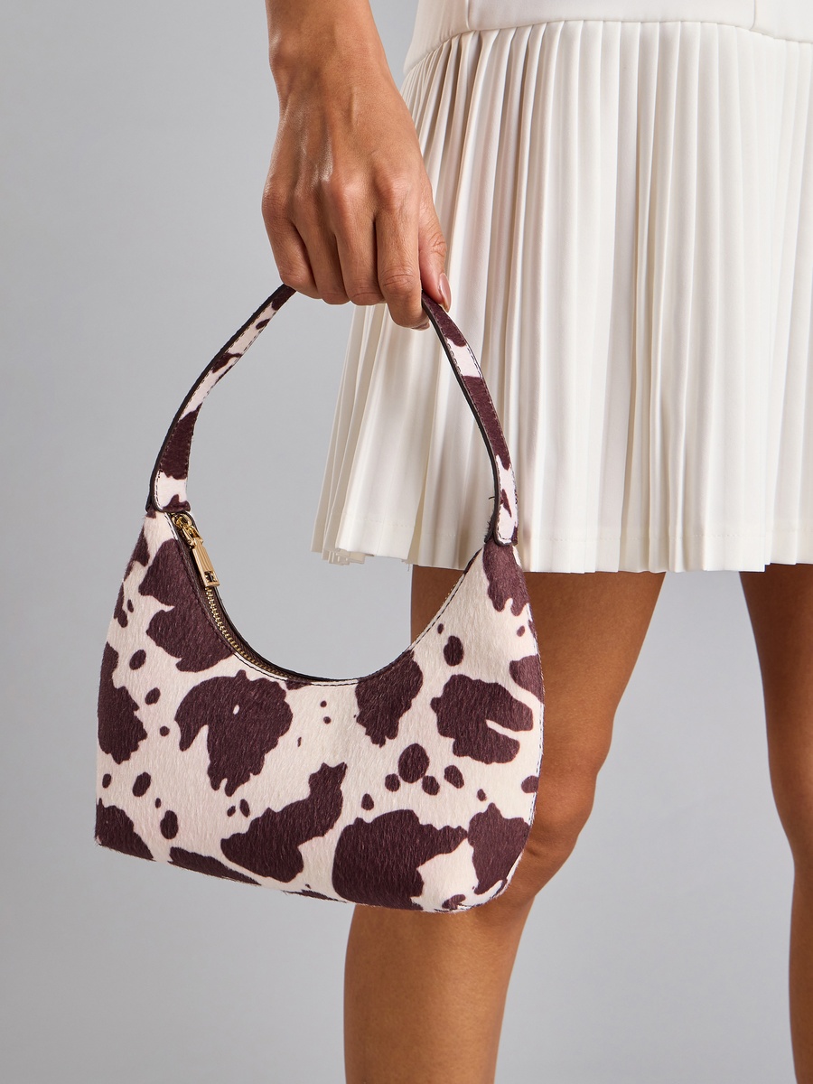 Printed Shoulder Bag with Zip Closure