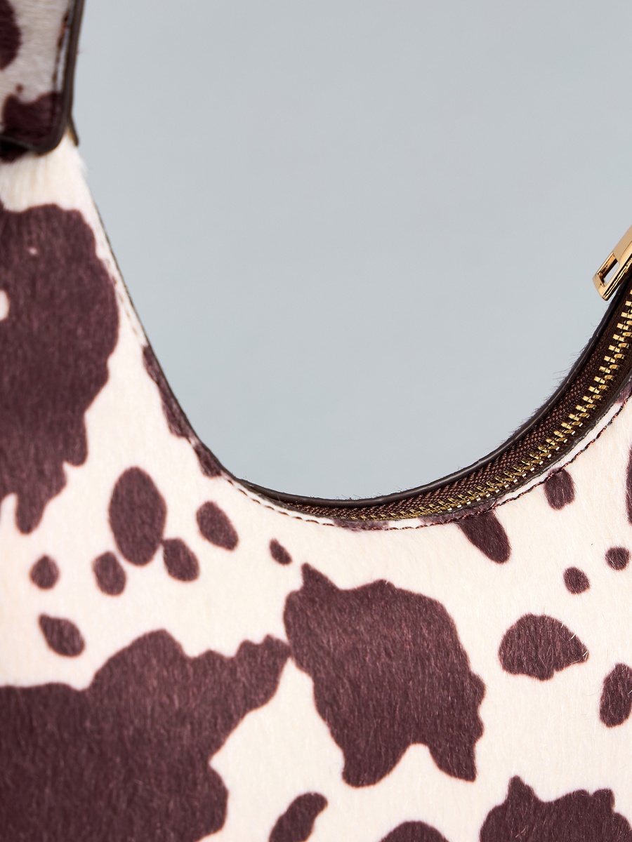 Printed Shoulder Bag with Zip Closure