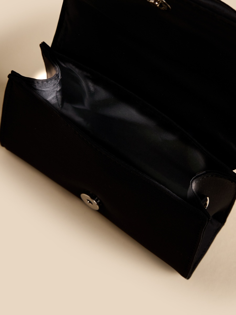 Embellished Crossbody Bag with Top Handle and Detachable Strap