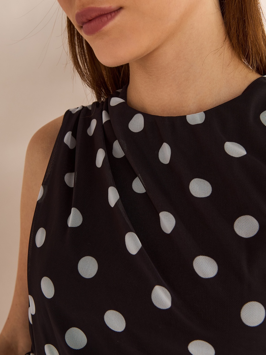 Polka Dot Print Sleeveless Top