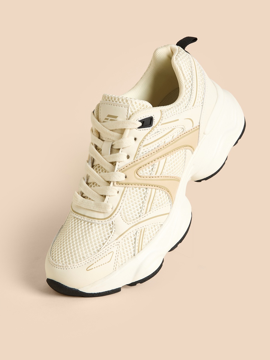 Panelled Lace-Up Sports Shoes