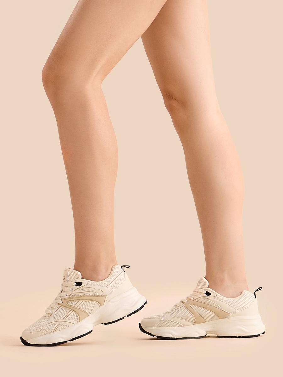 Panelled Lace-Up Sports Shoes