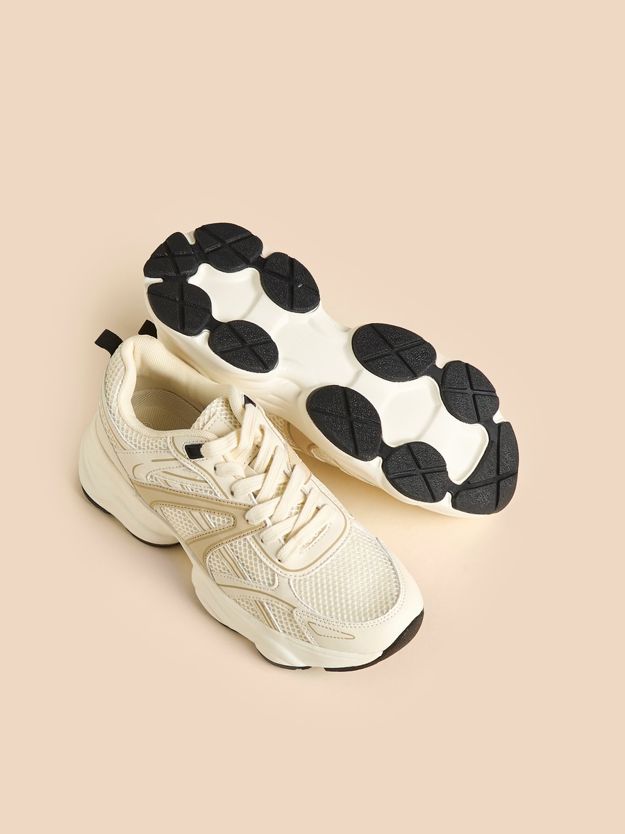 Panelled Lace-Up Sports Shoes