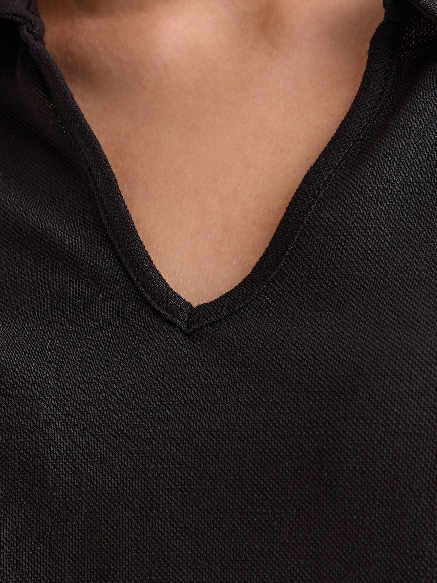 Plain Collared V Neck Top