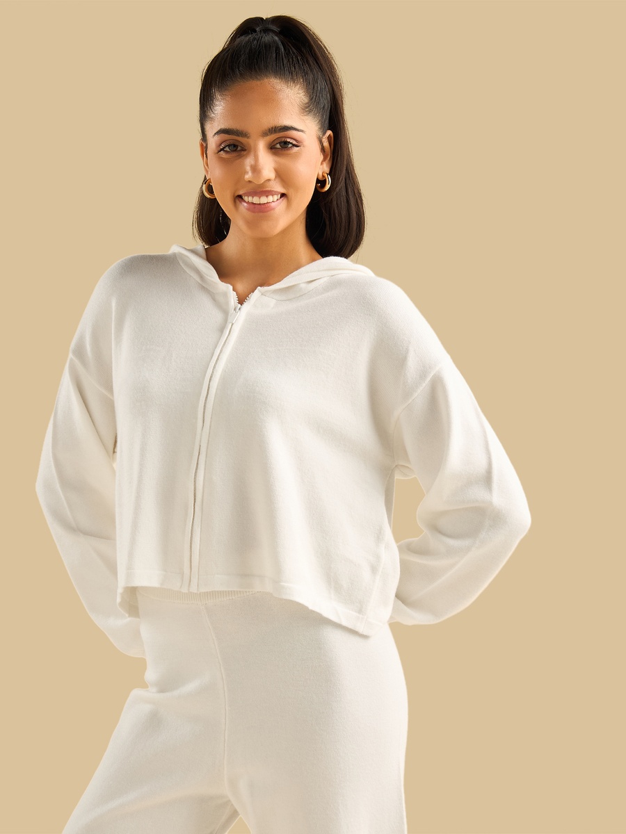 Plain Zip Through Hoodie