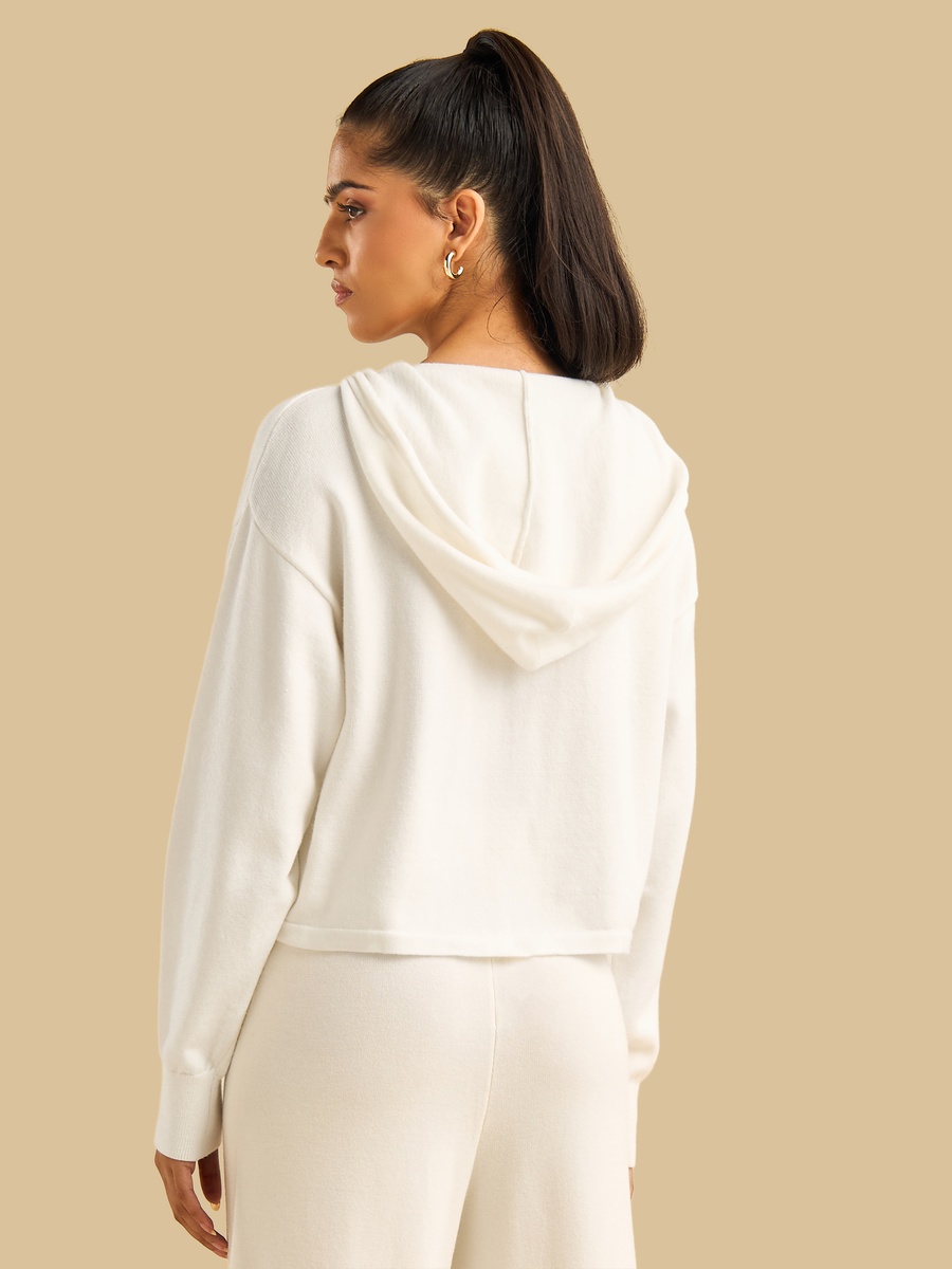 Plain Zip Through Hoodie