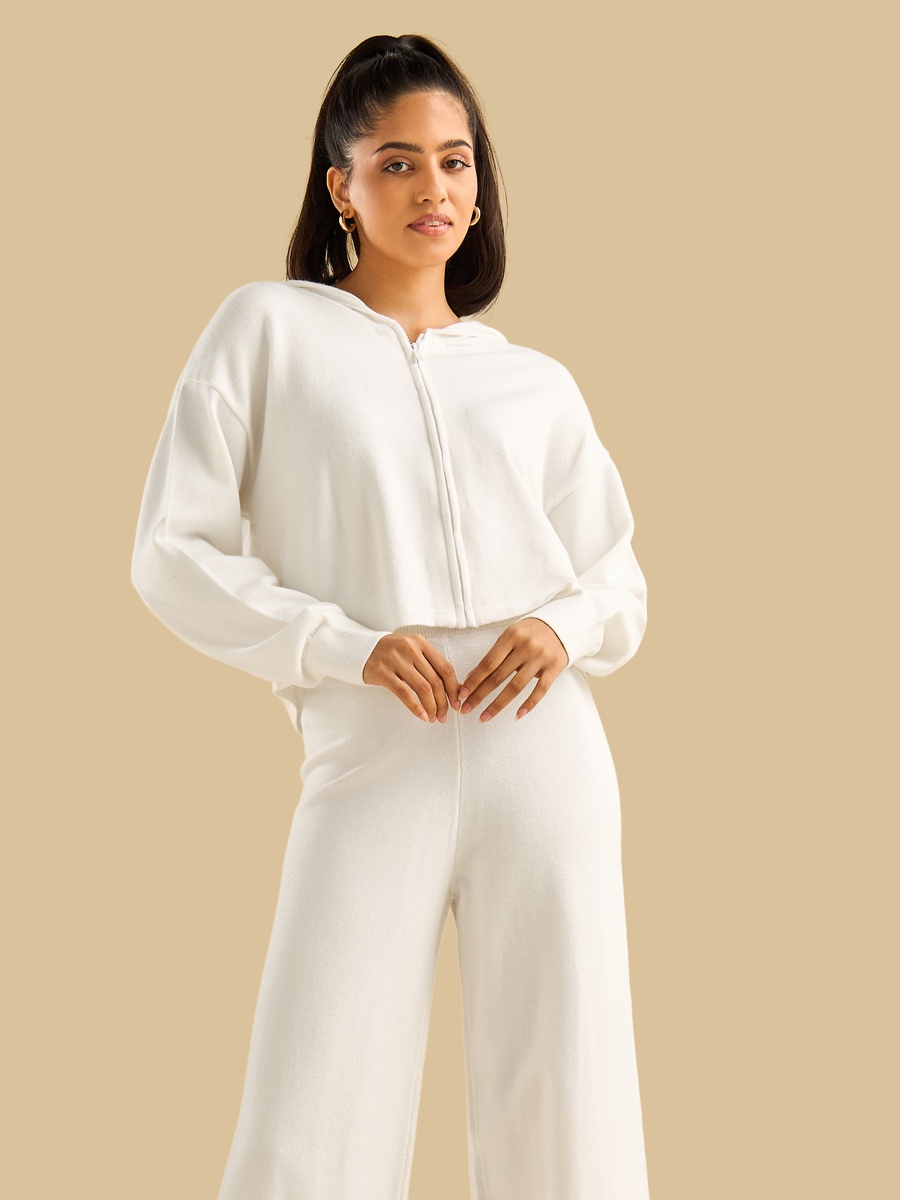 Plain Zip Through Hoodie