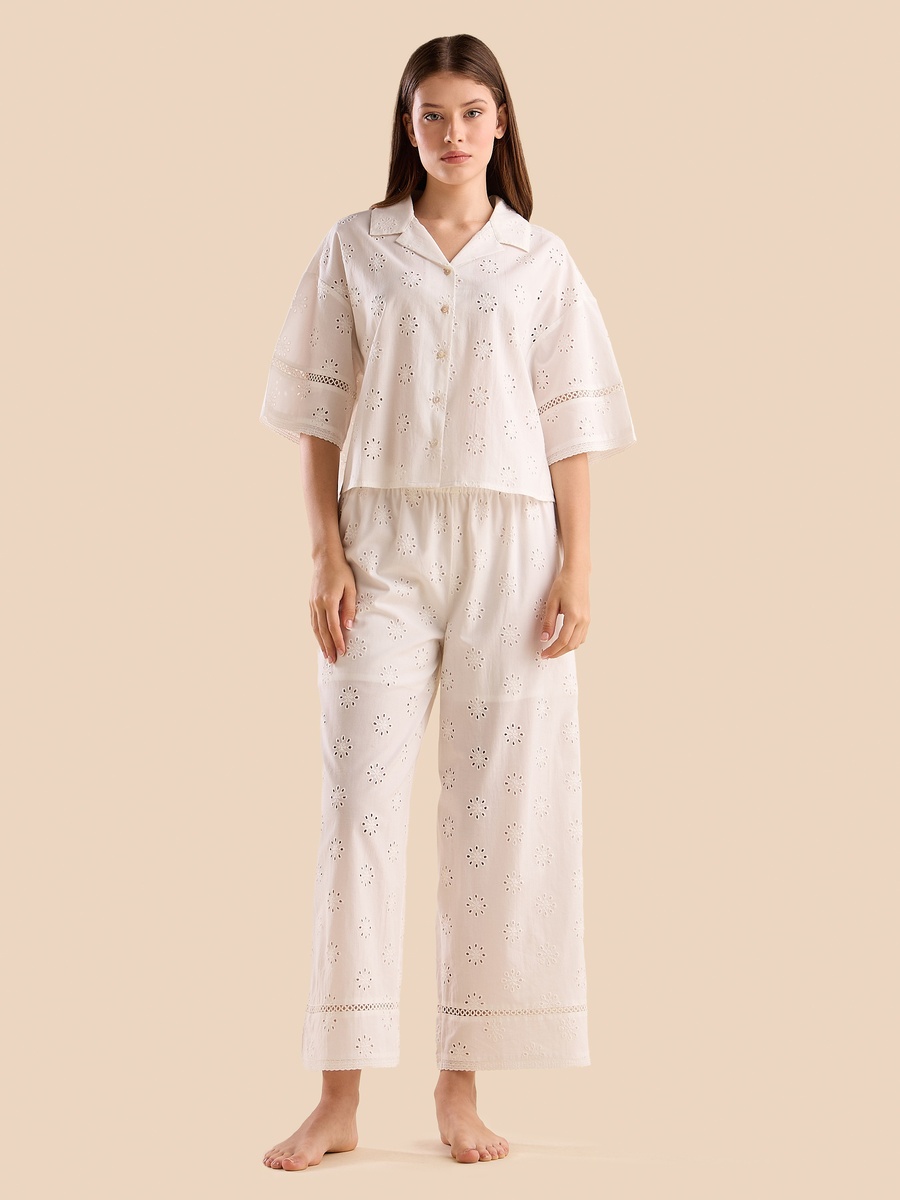 Schiffli Textured Pyjama Set