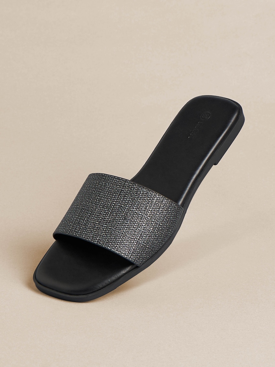 Textured Slip-On Flat Sandals
