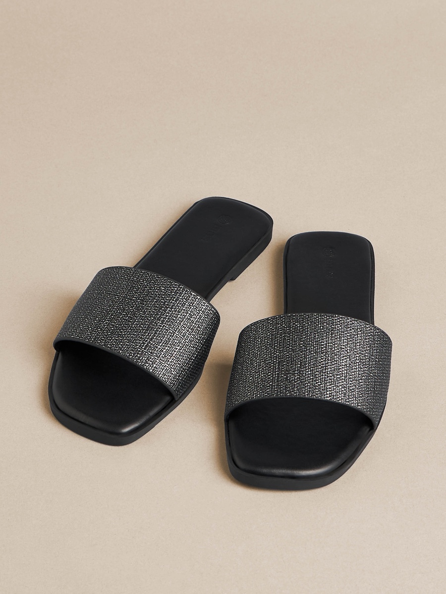 Textured Slip-On Flat Sandals