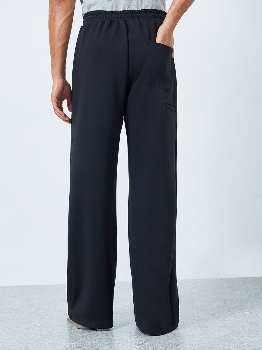 Men Wide Leg Joggers with Back Pocket Detail