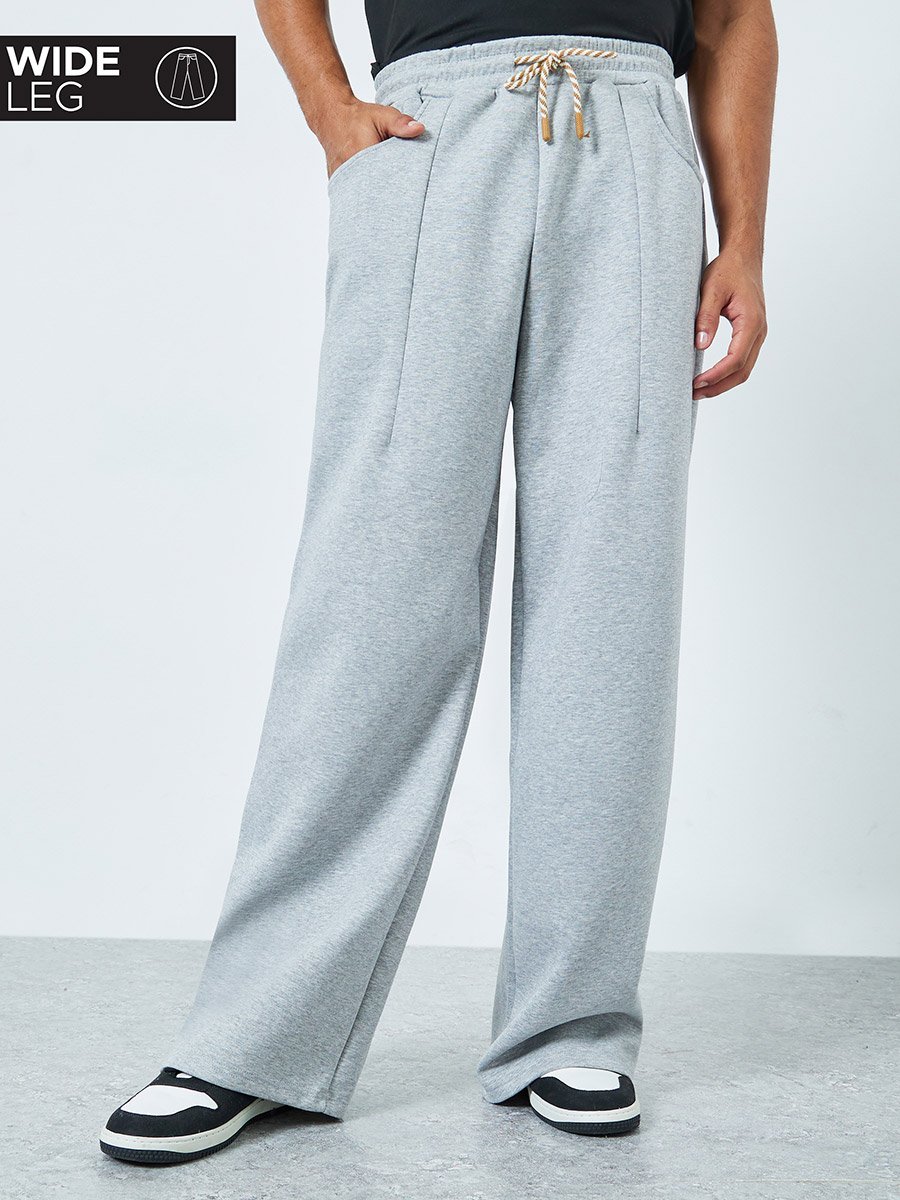 Men Wide Leg Joggers with Back Pocket Detail