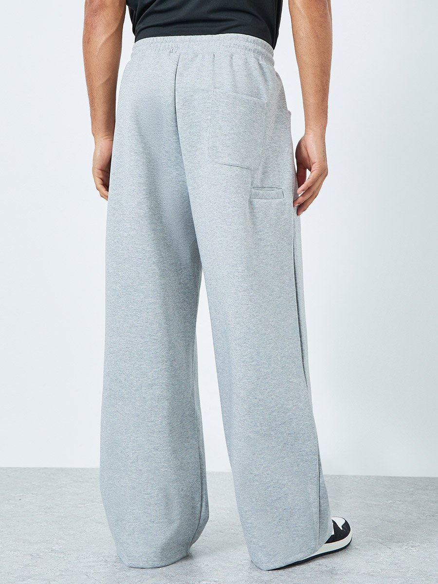 Men Wide Leg Joggers with Back Pocket Detail