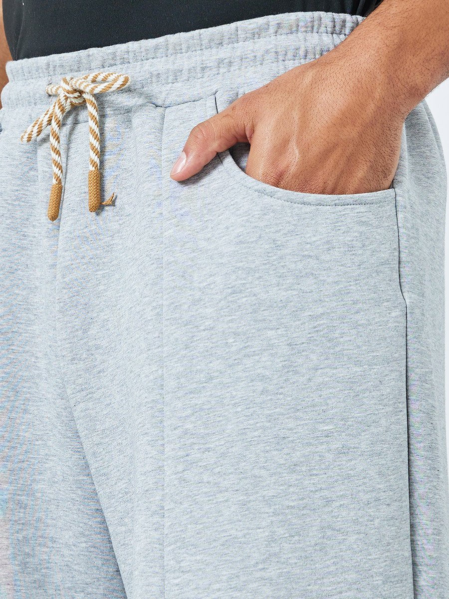 Men Wide Leg Joggers with Back Pocket Detail