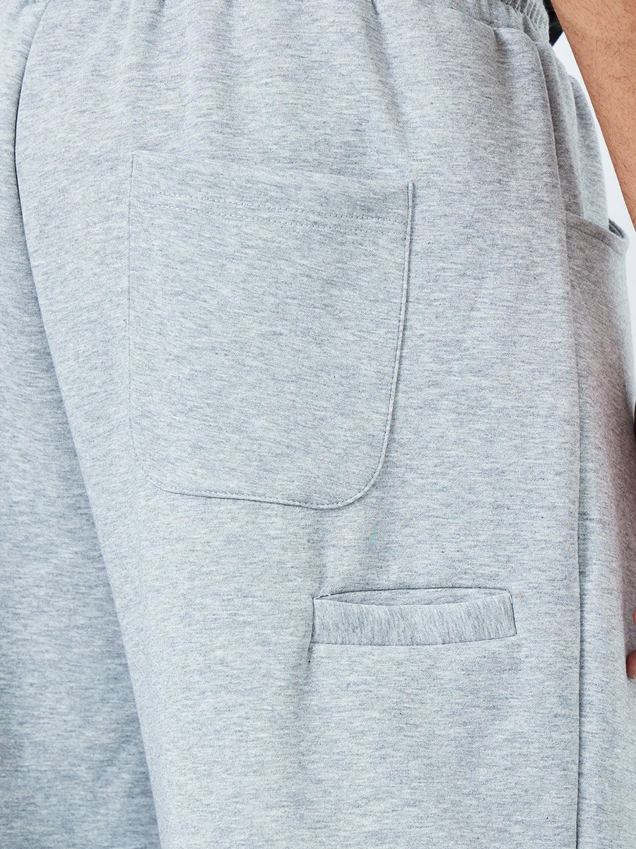 Men Wide Leg Joggers with Back Pocket Detail
