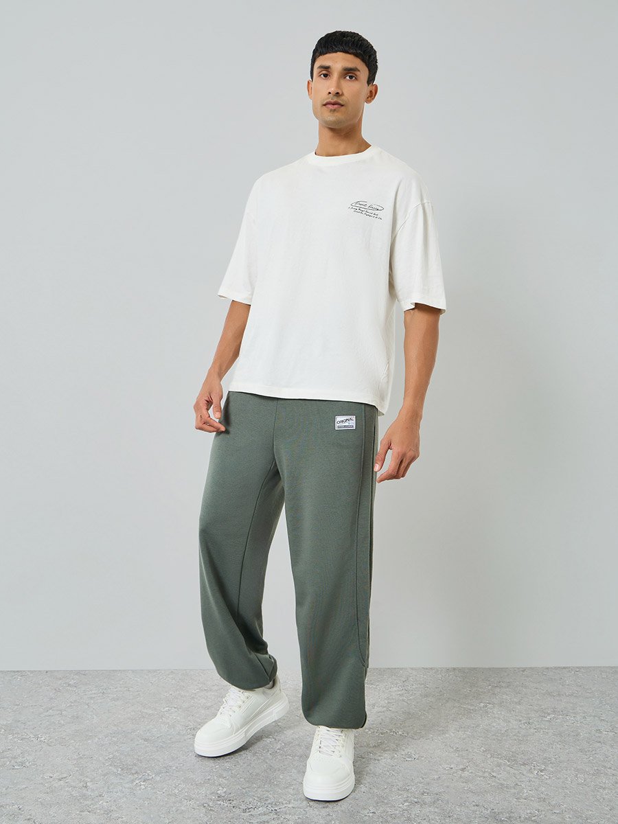 Men Olive Green Relaxed Fit Joggers