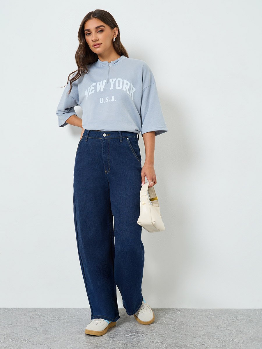 Women High Rise Barrel Fit Jeans