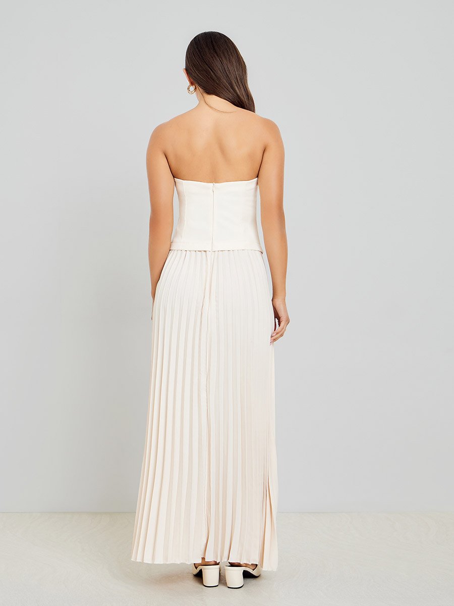 white christmas dresses OWEN CREAM CREPE BANDEAU DRESS – DISSH