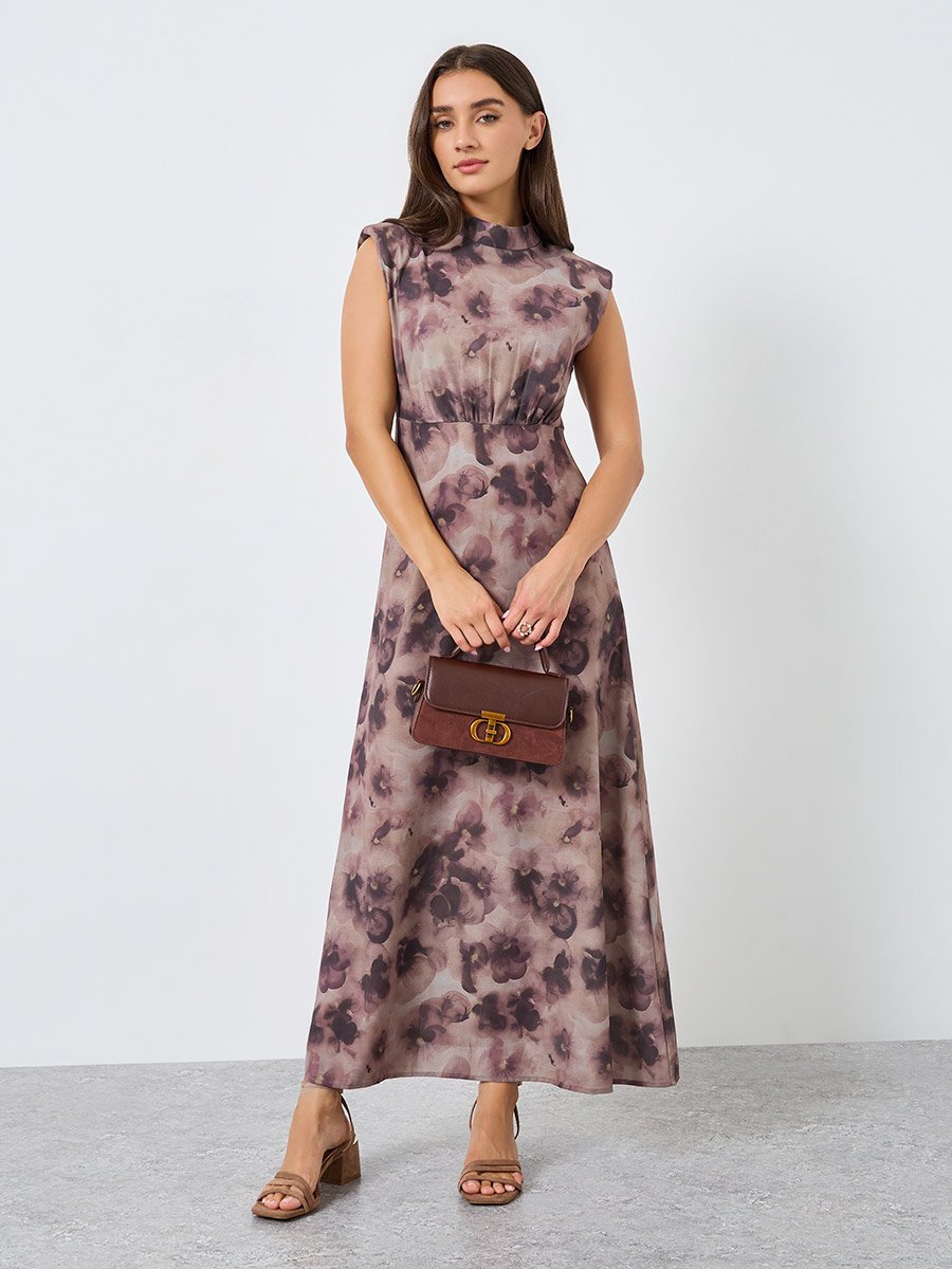Women Floral Print Sleeveless Midi Dress
