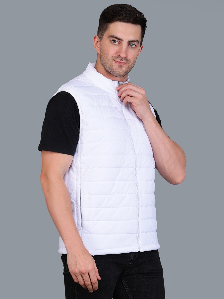 Men White Padded Puffer Vest