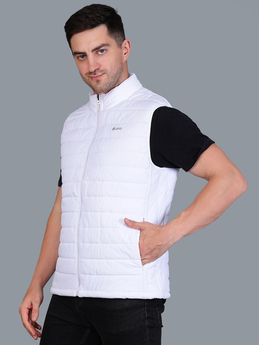 Men White Padded Puffer Vest