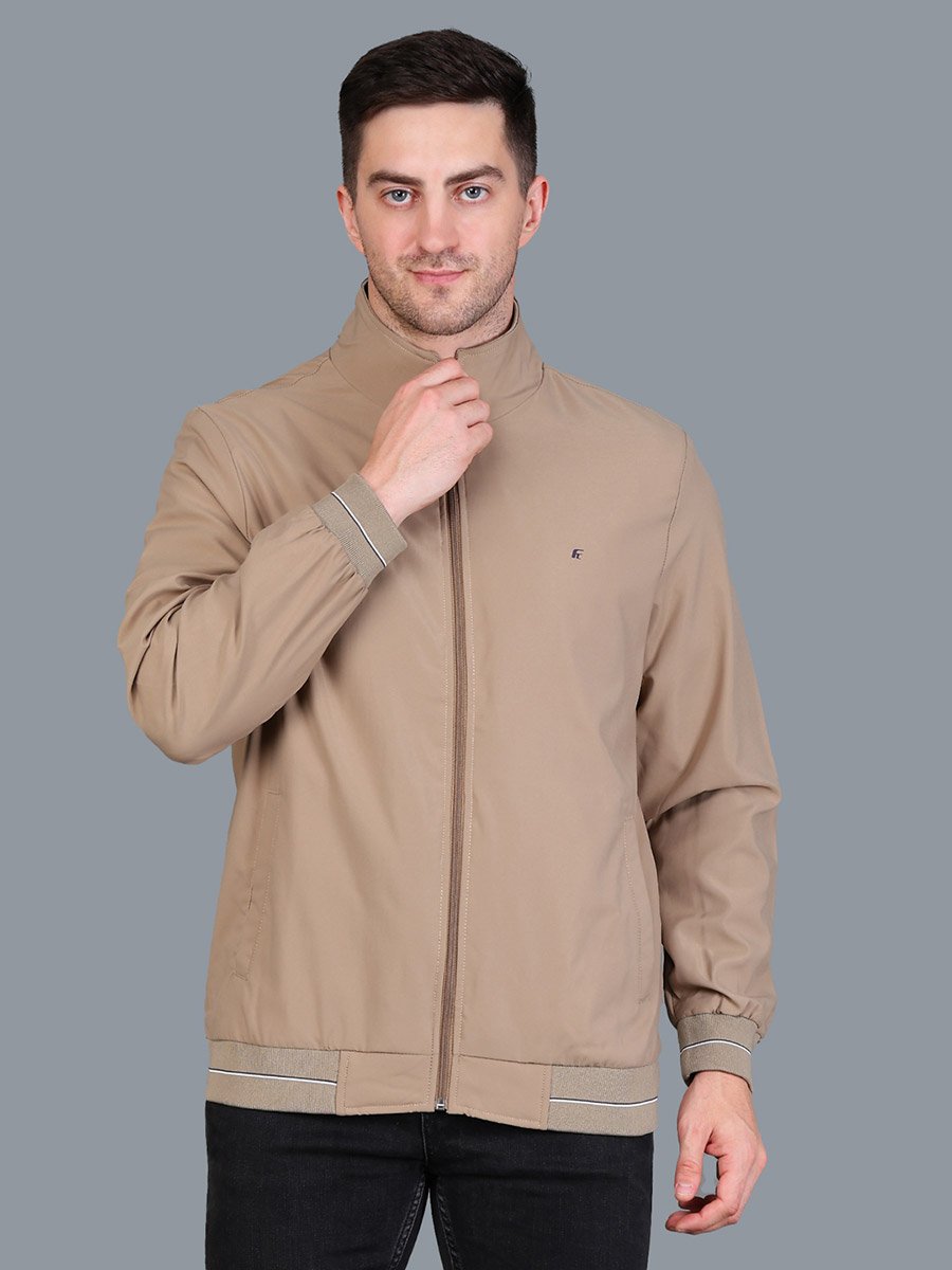 Men Beige Windbreaker Jacket