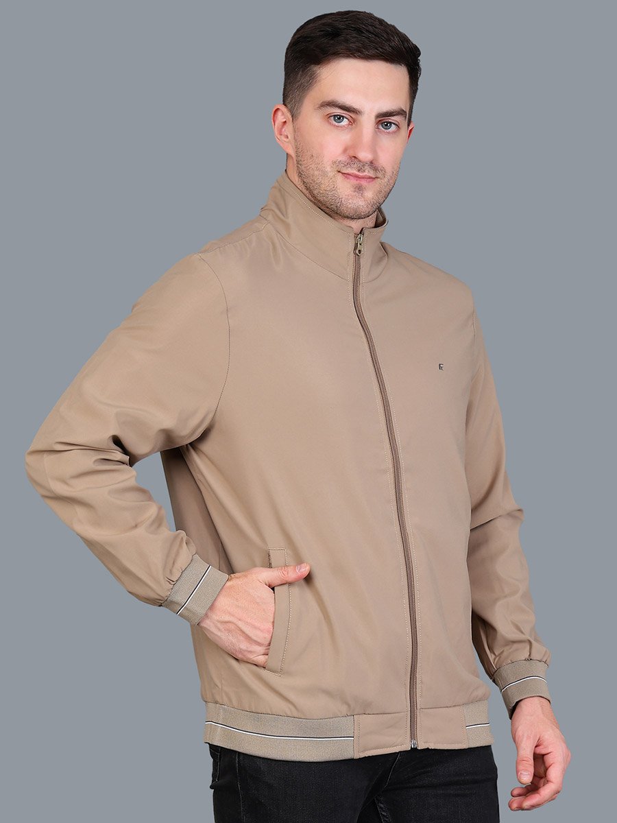 Men Beige Windbreaker Jacket