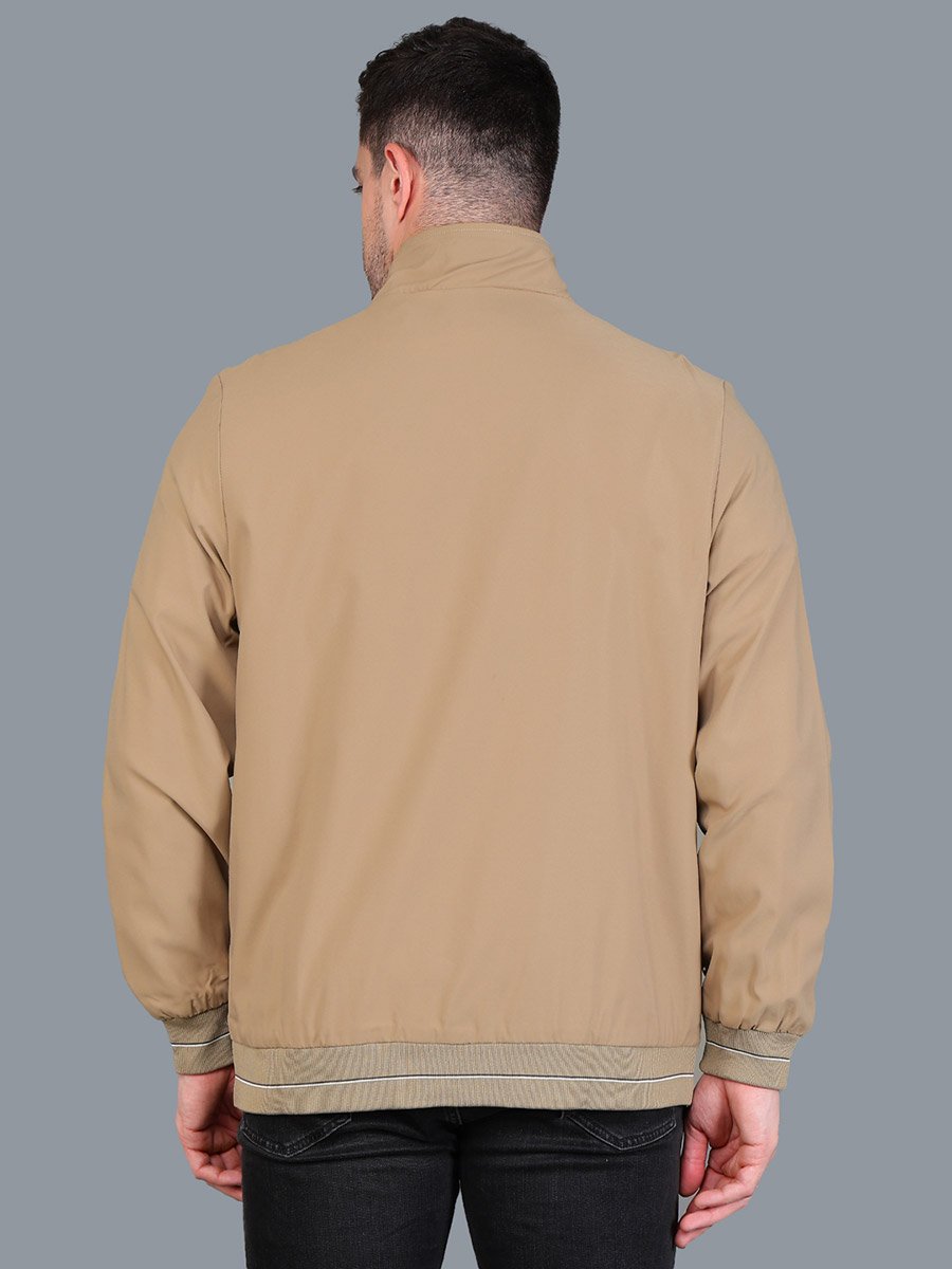 Men Beige Windbreaker Jacket